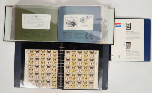 Albums Of Stamps and Cover Collection [198433]: Lot of 3. Three albums in very good condition. 1. US Postal Commemorative Stamps, 29 pages. First Day Issue i.e.; States, Classic Cars. US House of Rep. and Senate. Prehistoric Animals. 2. 22 pgs. onl
