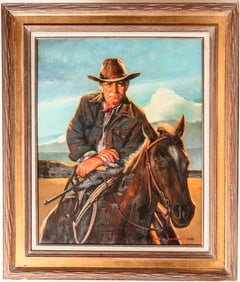 Cha, Ilyong Painting: Cowboy on Horse, 1981 - Framed [184013]