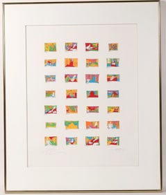 E J Gold Collage Lithograph, Framed c.1950 [162926]