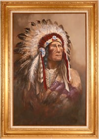 Chief Strong Wind Original Oil Painting by Hanson [120810]