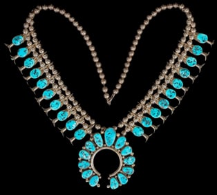 Vintage Navajo Turquoise Squash Blossom [200080]