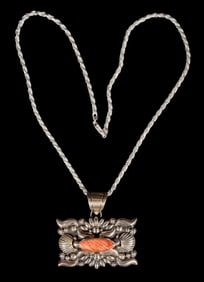 Sterling Silver and Spiny Oyster Necklace [200078]