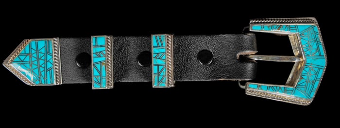 Turquoise and Silver Ranger Buckle Set [200088]