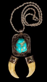 Turquoise and Bear Tooth Necklace [200061]