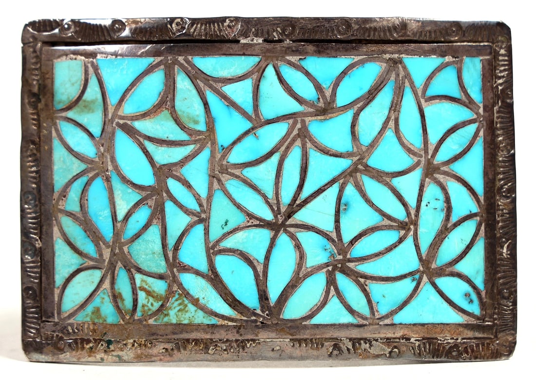 L. Hechiloy Zuni Turquoise & Silver Belt Buckle [199051]