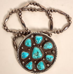 Turquoise Medallion Necklace  [177315]