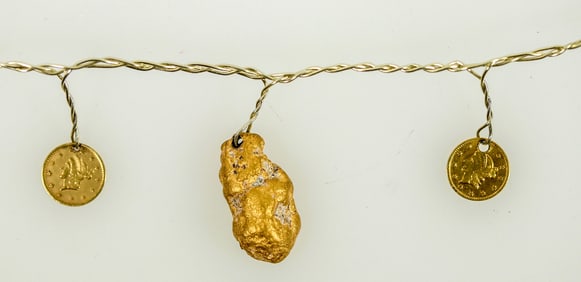 Cal Fractional Gold and Gold Nugget Necklace [197741]
