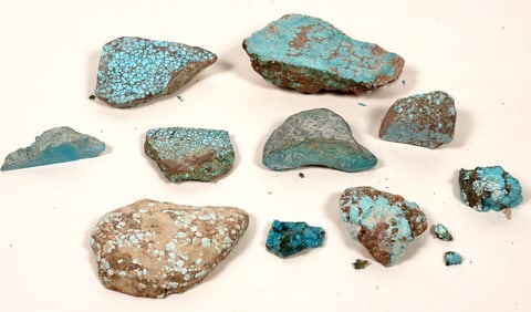 Turquoise Specimens  No. 8 Mine, Nevada - Nice Blue w/spider web (10 pieces) [191956]