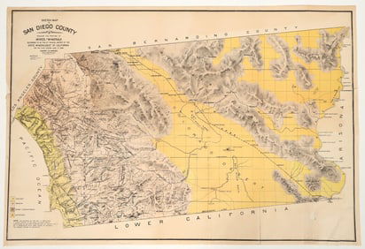 San Diego County, California Mining Map, 1886, Henry G. Hanks [197318]