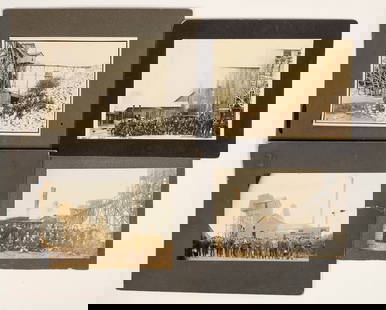 Tri-State Lead-Zinc Miners Photograph Suite, Unidentified Locations [199766]: Lot of 4 different. These are unidentified mine locations in the Tri-State. All show groups of miners posing on the surface with mine and mill works in the background. Photos are all about 5 x 7" on v