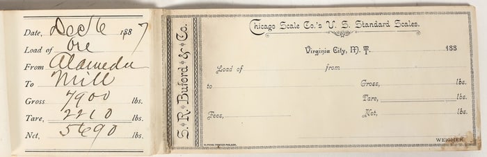 Virginia City, Montana Ore Shipment Record [197515]