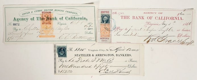 Three Virginia City, Nevada Mining Checks Issued to Other Mines [199530]