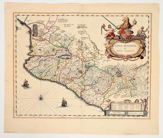 Map of New Spain and New Galicia,  published 1635. Silver! [190742]