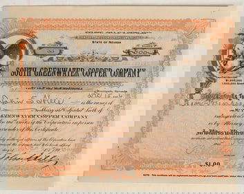 South Greenwater Copper Company Stock Certificate (Death Valley Mining Boom) [199757]