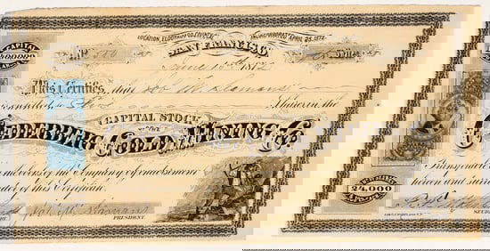 Cederberg Gold Mining Company Stock Certificate (GT Brown Lith.) [200300]