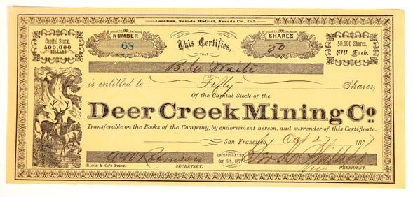 Deer Creek Mining Company Stock Certificate [200455]