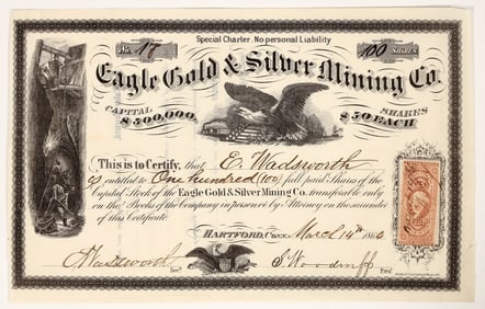 Eagle Gold & Silver Mining Co. Stock Certificate, 1866 [197614]