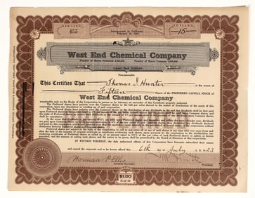 West End Chemical Stock, Borax Smith's Comeback- Rare [165530]