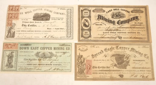 California Early Copper Mining Stocks, 4, 1863-65 [191245]