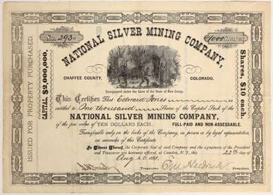 National Silver Mining Company Stock Certificate [200452]