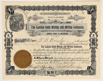 Canton Gold Mining & Milling Company Stock Certificate [200465]