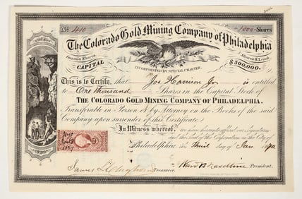 Colorado Gold Mining Company of Philadelphia Stock Certificate [200477]