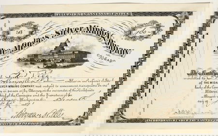 Midas Silver Mining Company Stock Certificate [200467]