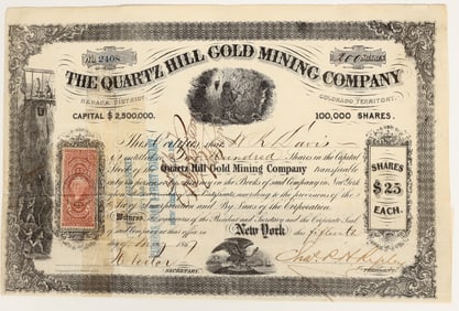 Quartz Hill Gold Mining Company Stock Certificate [200471]