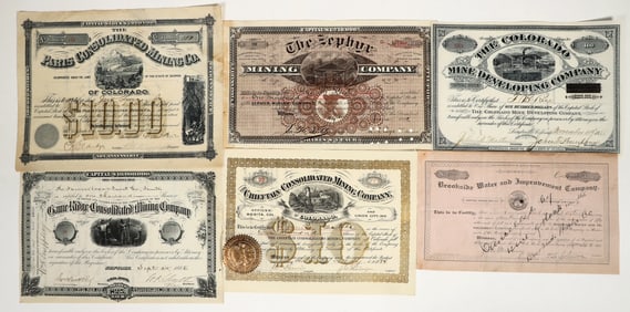 Six Different Colorado Mining Stock Certificates [200341]