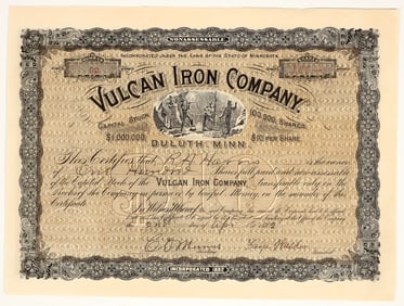 Vulcan Iron Company Stock Certificate [200317]