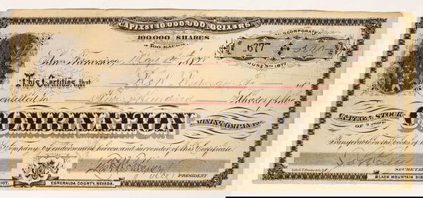 Combination Mining Company Stock Certificate (GT Brown Lith.) [200311]