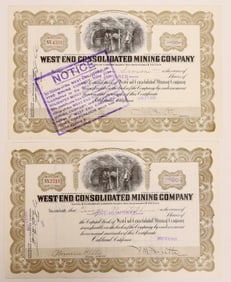 West End Cons Mines Stock Pair Signed by Borax Smith [182128]