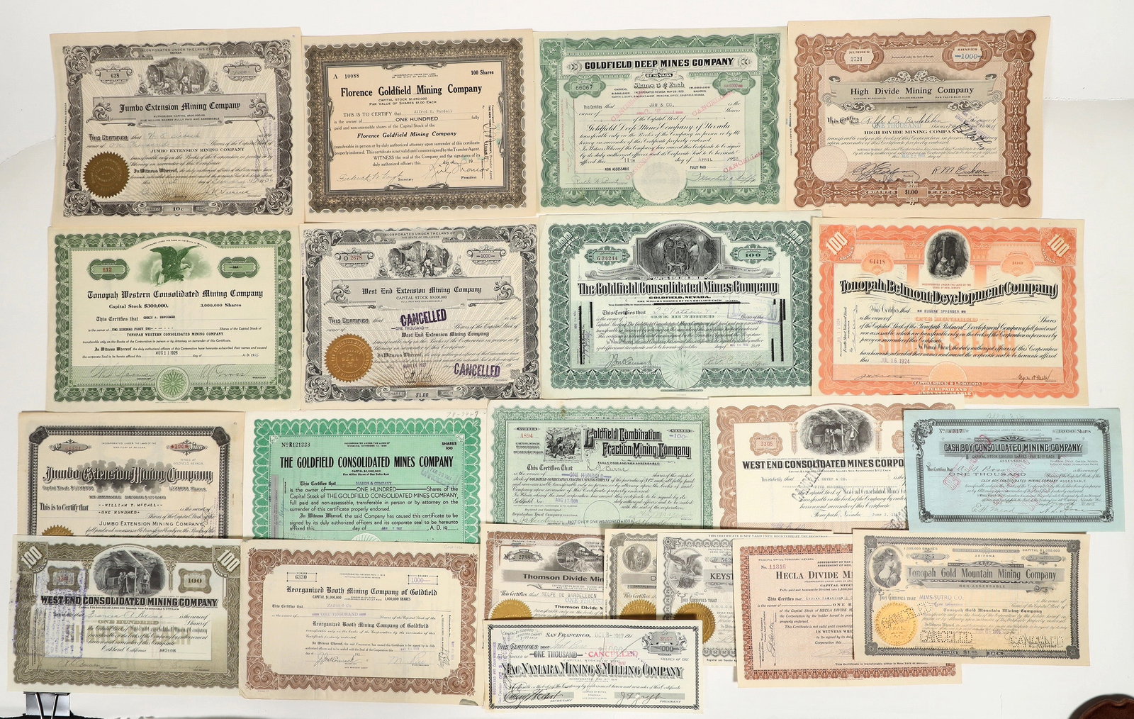 Tonopah, Goldfield Mining Stock Collection [199321] (1 of 1)