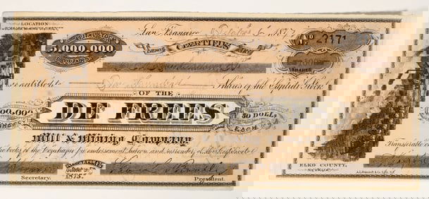 De Frees Mill & Mining Company Stock Certificate [200478]