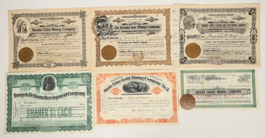 Nevada Mining Stock Certificate Group (Six Different) [192913]