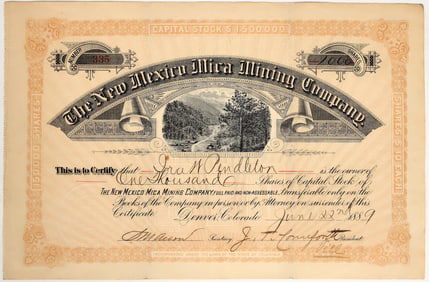New Mexico Mica Mining Company Stock Certificate [200453]