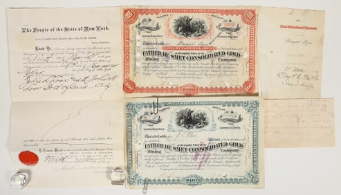Father DeSmet Cons. Gold Mining Company, Early Certificates, 1880. (2) [200566]
