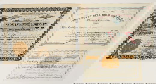 Three Mining Stock Certificates Signed by Deadwood Sheriff Seth Bullock as President [200320]