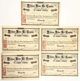 Pullman Palace Car Company Stocks Signed by Pullman (5) [199268]