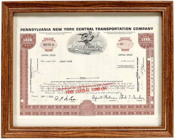 Pennsylvania New York Central Transportation Co. Stock Certificate 1969 [198636]
