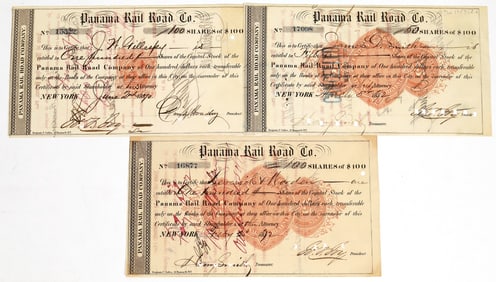 Panama Rail Road Company Stock Certificates - All Different RN's [199661]