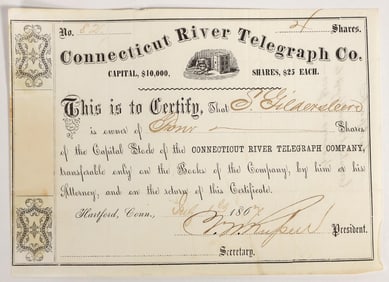 Connecticut River Telegraph Company Stock Certificate  [199550]