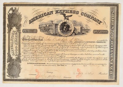 American Express Company Stock Issued to & Signed by Butterfield, and Wells & Fargo [199964]
