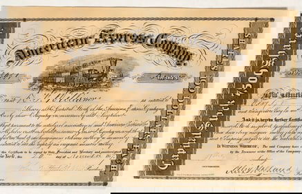 American Express Company Stock Certificate Signed by Butterfield, Fargo, Holland [199966]