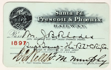 Santa Fe, Prescott & Phoenix Railway Annual Pass, 1897 [192890]