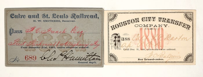 Pair of 1880's Railroad Passes [183924]