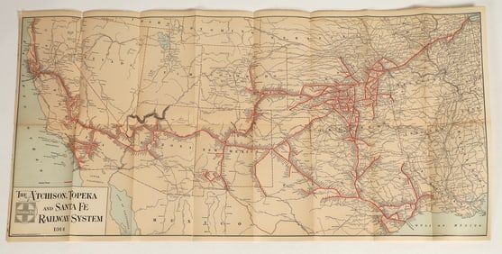 Atchison, Topeka & Santa Fe Railway System Map, 1914 [199552]
