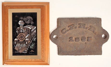 C.P.R.R. Cast Iron Plate and V&T Railroad Copper Etching [199371]