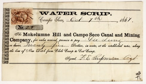 Mokelumne Hill & Campo Seco Canal & Mining Co. Scrip [200277]