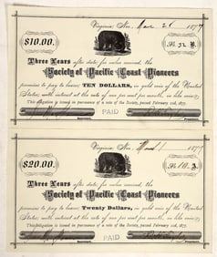Society of Pacific Coast Pioneers $10 & $20 Notes [200274]